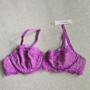 NWT Soma Unlined Lace Balconette Bra  34A